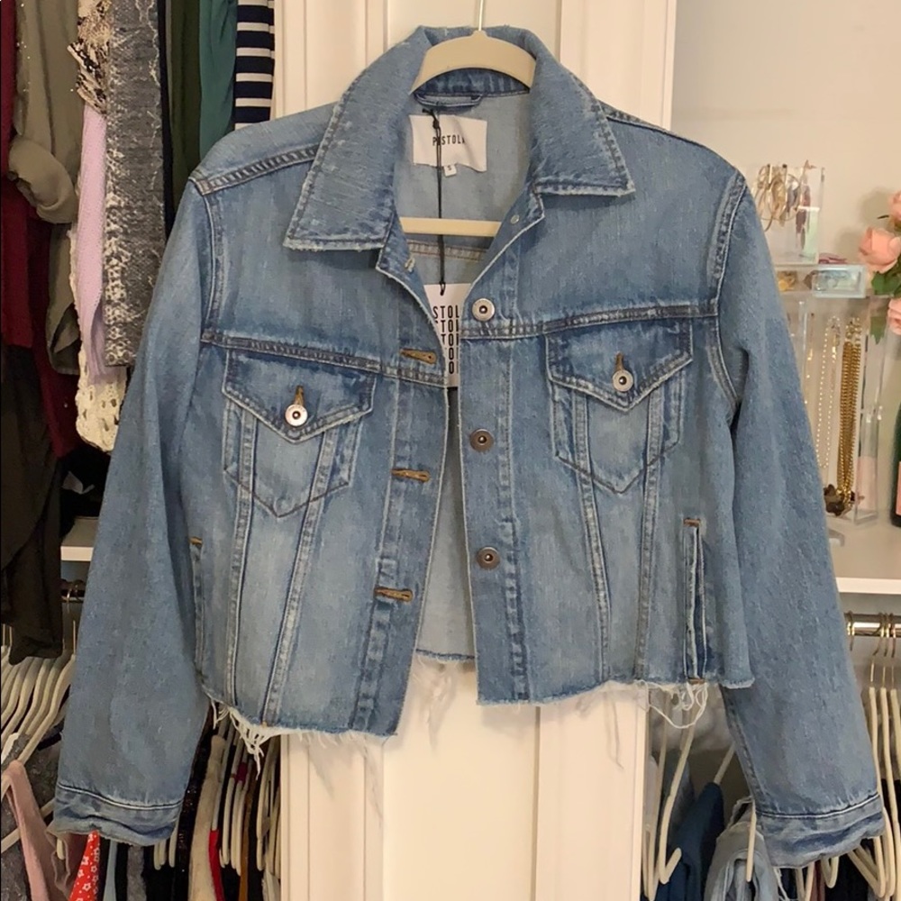 Pistols brand raw hem denim jacket